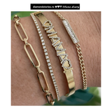 Bratara din aur cu lant cubanez si diamante de 0.42 ct