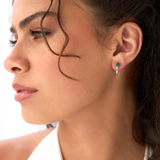 Cercei din aur cu smarald, diamante si lant