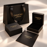 Ambalaj cadou Diamond Stories: pungă, cutie pentru bijuterii și card