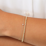 Bratara din aur cu diamant rotund solitaire model bezel