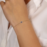 Bratara din aur cu simbol ochi deochi cu diamante si safir