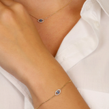 Bratara din aur cu simbol ochi deochi cu diamante si safir