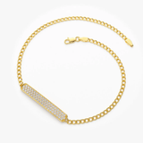 Bratara din aur cu lant cubanez si 58 de diamante rotunde