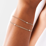 Bratara din aur cu inima, lant cubanez si diamant