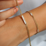 Bratara din aur cu lant cubanez si diamante de 0.42 ct