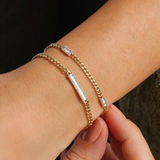 Bratara din aur cu lant cubanez si diamante de 0.42 ct