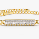 Bratara din aur cu lant cubanez si diamante de 0.42 ct