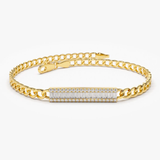 Bratara din aur cu lant cubanez si diamante de 0.42 ct