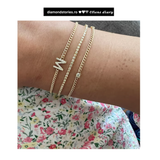 Bratara din aur cu lant cubanez si litera cu diamante