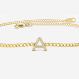 Bratara din aur cu lant cubanez si litera cu diamante