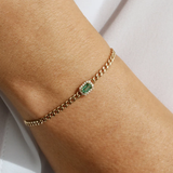 Bratara din aur cu lant cubanez, smarald natural si diamante naturale