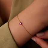 Bratara din aur cu rubin si diamant model floare