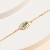 Bratara din aur cu smarald natural si diamante naturale ochi de deochi