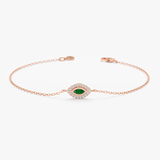 Bratara din aur cu smarald natural si diamante naturale ochi de deochi