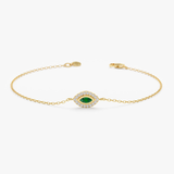 Bratara din aur cu smarald natural si diamante naturale ochi de deochi