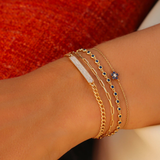 Bratara stil tennis din aur cu safir albastru de 0.85 ct