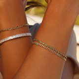 Bratara stil tennis din aur cu smarald de 0.85 ct