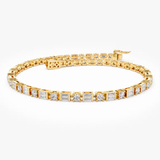 Bratara stil tennis din aur cu diamante bagheta si rotunde de 2.60 ct