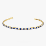 Bratara tennis din aur cu safir albastru natural si diamant