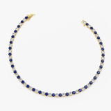 Bratara tennis din aur cu safir albastru natural si diamant