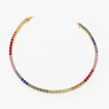 Bratara tennis din aur cu safir natural colorat curcubeu de 3.10 ct