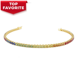 Bratara tennis din aur cu safir natural colorat curcubeu de 3.10 ct