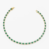 Bratara tennis din aur cu smarald natural si diamant