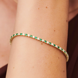 Bratara tennis din aur cu smarald natural si diamant