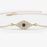 Bratara din aur ochi de deochi cu diamante si safir