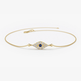 Bratara din aur ochi de deochi cu diamante si safir