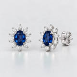 Cercei din aur in forma de floare cu safir natural si diamante - Royal Sapphire