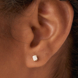 Cercei din aur cu diamante solitaire Emerald cut de 0.24 ct.