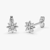 Cercei din aur cu diamante de 0.10 ct cu design floral