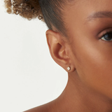 Cercei din aur cu diamante de 0.10 ct cu design floral