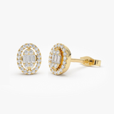 Cercei din aur cu diamante model OVAL SHAPED