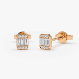 Cercei din aur cu diamante bagheta de 0.10 ct