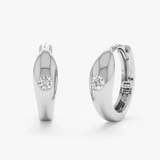 Cercei din aur rotunzi cu diamante de 0.06 ct