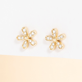 Cercei din aur cu diamante de 0.10 ct model floare