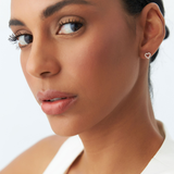 Cercei din aur in forma de inima deschisa cu diamante de 0.12 ct.