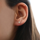 Cercei din aur in forma de stea cu diamante