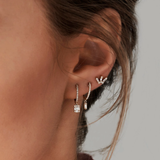 Cercei din aur rotunzi cu diamante model Thin Baguette