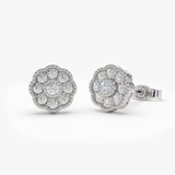 Cercei din aur model cu diamante model floare 0.30 ct