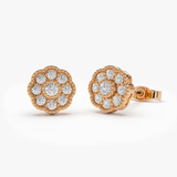 Cercei din aur model cu diamante model floare 0.30 ct