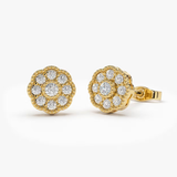 Cercei din aur model cu diamante model floare 0.30 ct