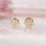 Cercei din aur cu diamante model Steaua lui David