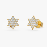 Cercei din aur cu diamante model Steaua lui David