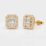 Cercei din aur cu diamante bagheta si rotunde de 0.38 ct.