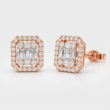 Cercei din aur cu diamante bagheta si rotunde de 0.38 ct.