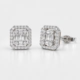 Cercei din aur cu diamante bagheta si rotunde de 0.38 ct.