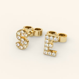 Cercei din aur cu litera si diamante de 0.05 ct